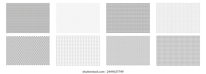 Set Of Halftone Backgrounds, Round Dot Fades. Isolated Vector Illustration.