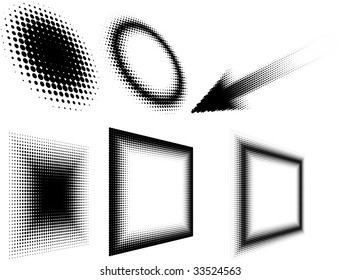 set halftone black and white figures