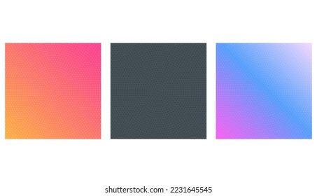 Set of Halftone circle texture background, grid abstract vector illustration .