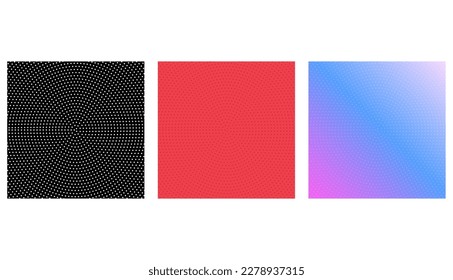Set of Halftone circle texture background, grid abstract vector illustration .