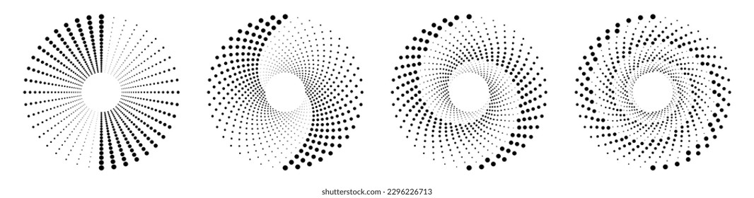 Reihe von Halftonkreisen. Halftoner Hintergrund. Abstrakter Hintergrund von Punkten. Vektorgrafik
