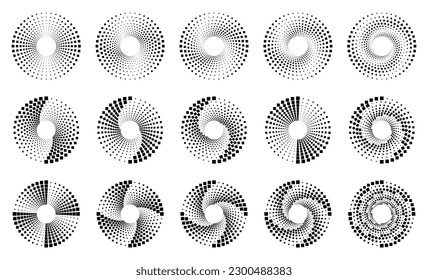Set of halftone circles. Halftone background. Abstract backdrop of dots. Vector