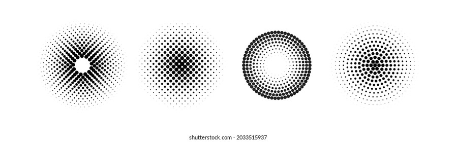 Set of halftone circles. Vector illustration.
