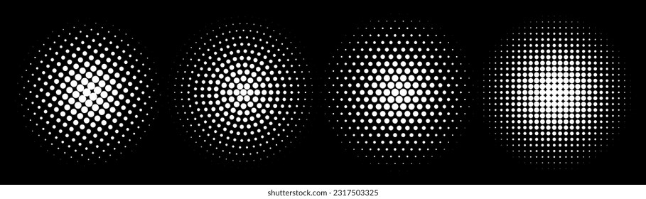 Set of halftone circles. Vector illustration.
