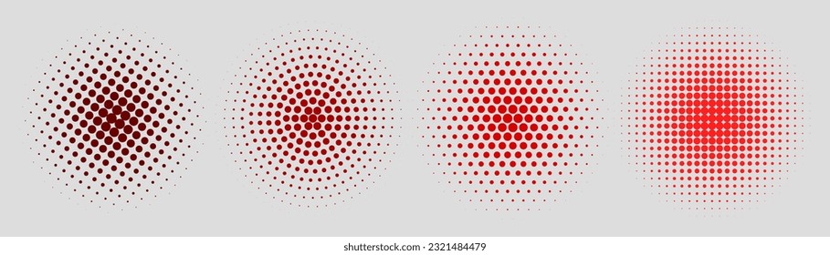 Set of halftone circles. Vector illustration.