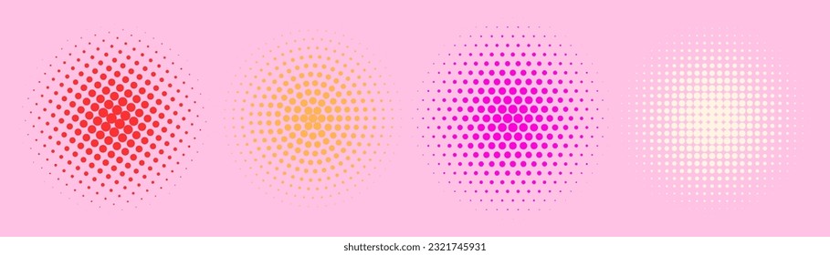 Set of halftone circles. Vector illustration.