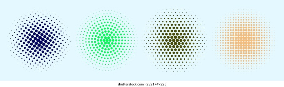 Set of halftone circles. Vector illustration.