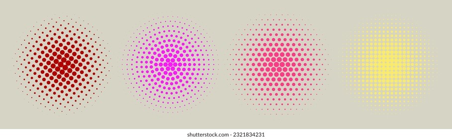 Set of halftone circles. Vector illustration.