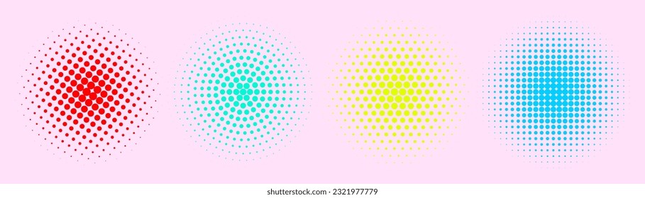 Set of halftone circles. Vector illustration.