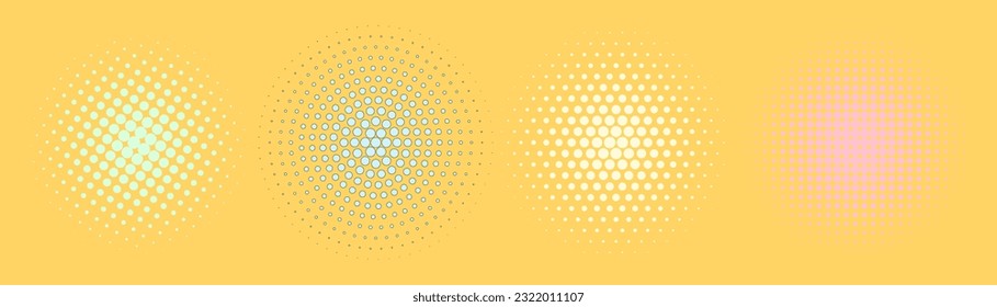 Set of halftone circles. Vector illustration.