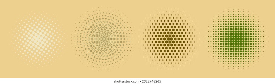 Set of halftone circles. Vector illustration.