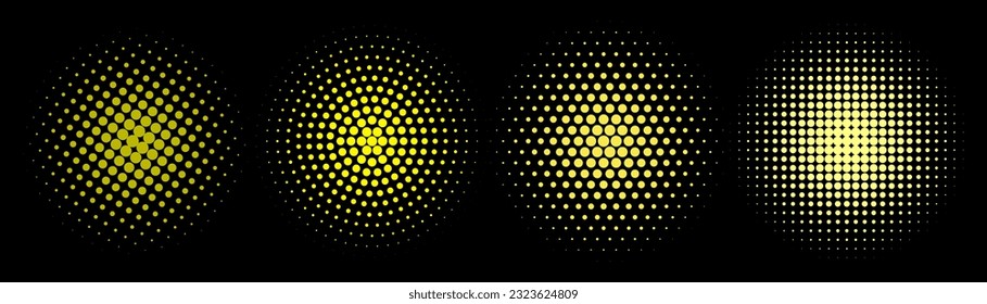 Set of halftone circles. Vector illustration.