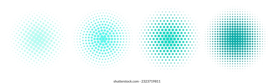 Set of halftone circles. Vector illustration.