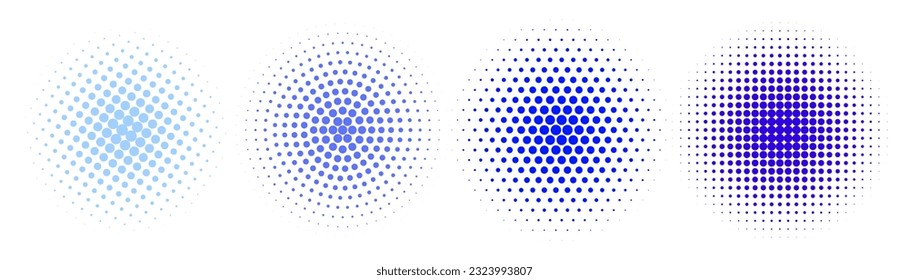 Set of halftone circles. Vector illustration.