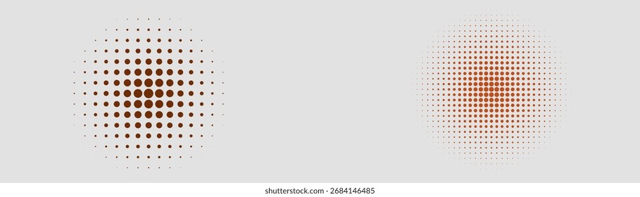 Set of halftone circles. Vector illustration.