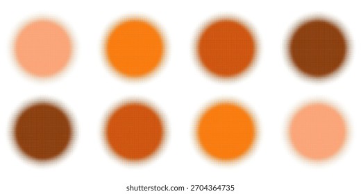 Set of halftone circles. Vector illustration.