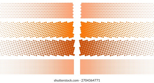 Conjunto de círculos de medio tono. Ilustración vectorial.