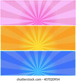 Set of halftone color background. Pattern design for banner, poster, brochure. Vector illustration.