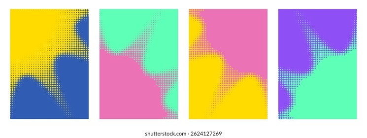 Conjunto de fondos coloridos de medio tono