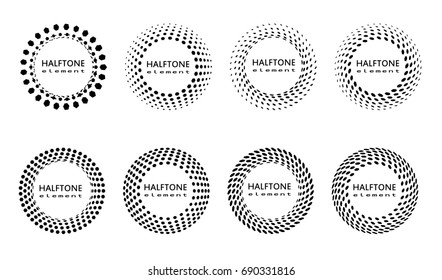 Set of halftone designer elements, vector illustration