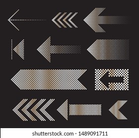 Set of halftone dots arrows