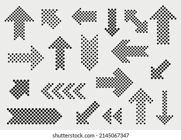 Set of halftone dots arrows.