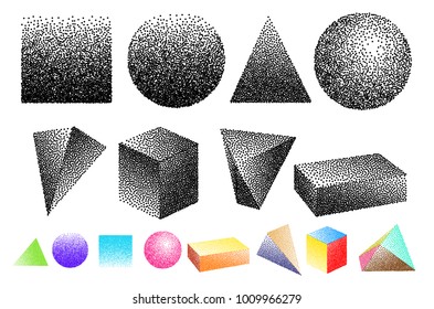 Set of halftone dots. Black dots. Creative design elements. Perfect for banner, icon, poster, card. Vector illustration. Isolated on white background