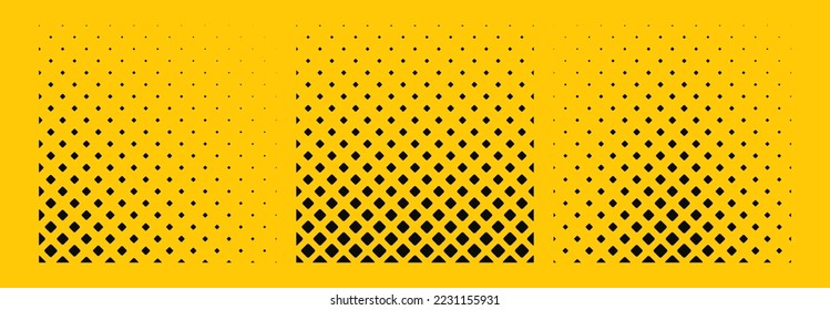 Set halftone dots curved gradient pattern texture isolated yellow background  Curved dotted dots using halftone circle dot raster texture collection  Vector blot halftone collection  Texture