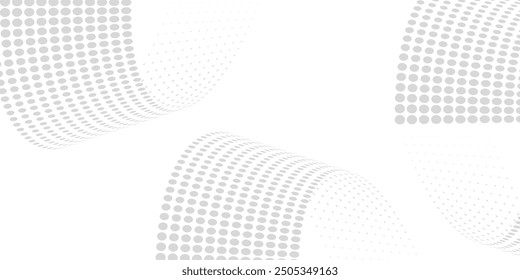 Conjunto de puntos de medio tono de textura de patrón de gradiente curvado aislado sobre fondo blanco. Curva de puntos punteados usando colección de textura de trama de puntos de semitono circular