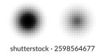 Set of halftone dots gradient pattern texture isolated on white background. Straight dotted spots using halftone circle dot raster texture. Vector blot half tone collection.