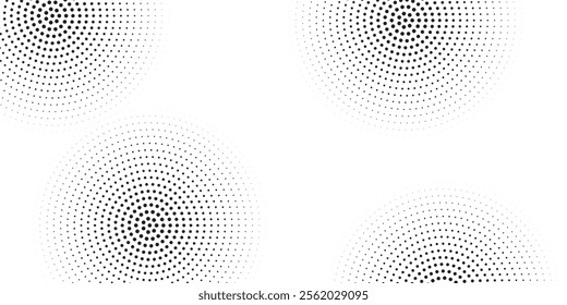 Set of halftone dots gradient pattern texture isolated on white background. Straight dotted spots using halftone circle dot raster texture. Vector blot half tone collection.