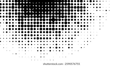 Set of halftone dots gradient pattern texture isolated on white background. Straight dotted spots using halftone circle dot raster texture. Vector blot half tone collection.	
