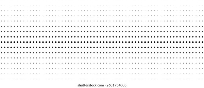 Set of halftone dots gradient pattern texture isolated on white background. Straight dotted spots using halftone circle dot raster texture. Vector blot half tone collection.
