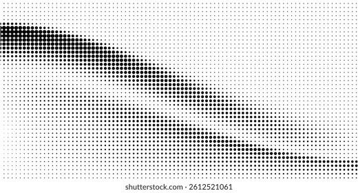 Set of halftone dots gradient pattern texture isolated on white background. Straight dotted spots using halftone circle dot raster texture. Vector blot half tone collection.