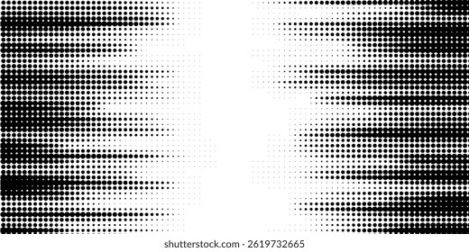 Set of halftone dots gradient pattern texture isolated on white background. Straight dotted spots using halftone circle dot raster texture. Vector blot half tone collection.