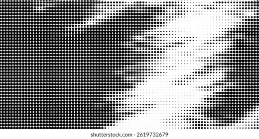 Conjunto de pontos de meio-tom com textura de padrão de gradiente isolada no plano de fundo branco. Pontos pontilhados retos usando textura raster de ponto circular de meio-tom. Coleção de meio-tom de vetor borrado.