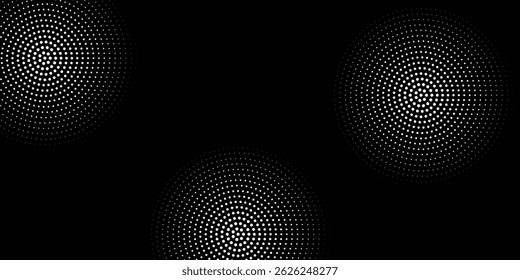 Set of halftone dots gradient pattern texture isolated on white background. Straight dotted spots using halftone circle dot raster texture. Vector blot half tone collection.