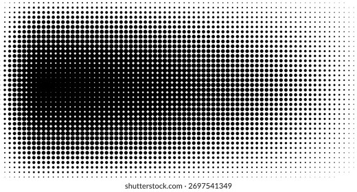 Set of halftone dots gradient pattern texture isolated on white background. Straight dotted spots using halftone circle dot raster texture. Vector blot half tone collection.