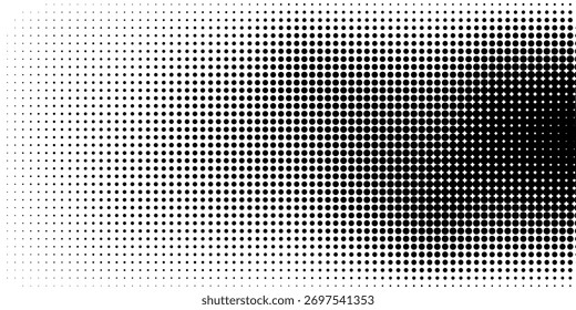 Conjunto de pontos de meio-tom com textura de padrão de gradiente isolada no plano de fundo branco. Pontos pontilhados retos usando textura raster de ponto circular de meio-tom. Coleção de meio-tom de vetor borrado.