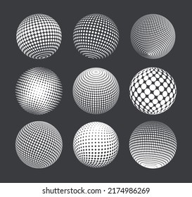 Set of halftone dots round shapes.