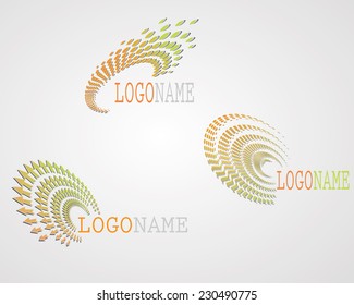 Set of Halftone Dots in Spiral Form  Vector Logo Designs Template. 