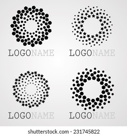 Set of Halftone Dots in Spiral Form. Vector Logo Design Template. Business Icon.