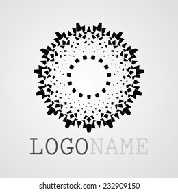 Set of Halftone Dots in Spiral Form. Vector Logo Design Template. Business Icon. 