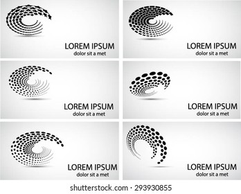 Set of Halftone Dots in Spiral Form. Vector Logo Design Template. Business Icon