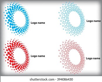 Set of Halftone Dots in Spiral Form. Vector Logo Design Template. Business Icon