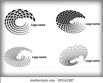 Set of Halftone Dots in Spiral Form. Vector Logo Design Template. Business Icon