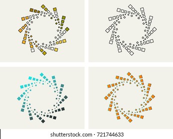 Set of Halftone Dots in Spiral Form. Vector Logo Design Template. Business Icon.