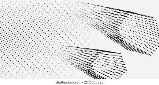 Set of halftone dotted frames. Pentagonal dot texture isolated on white background. Spotted spray texture. Vector abstract design element

