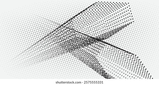 Set of halftone dotted frames. Pentagonal dot texture isolated on white background. Spotted spray texture. Vector abstract design element

