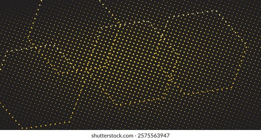 Set of halftone dotted frames. Pentagonal dot texture isolated on black background. Spotted spray texture. Vector abstract design element

